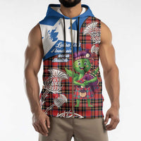 Saint Andrews Day Scotland Sleeveless Zip Hoodie Thistle Traditional Bagpipe Tartan Pattern - Wonder Print Shop