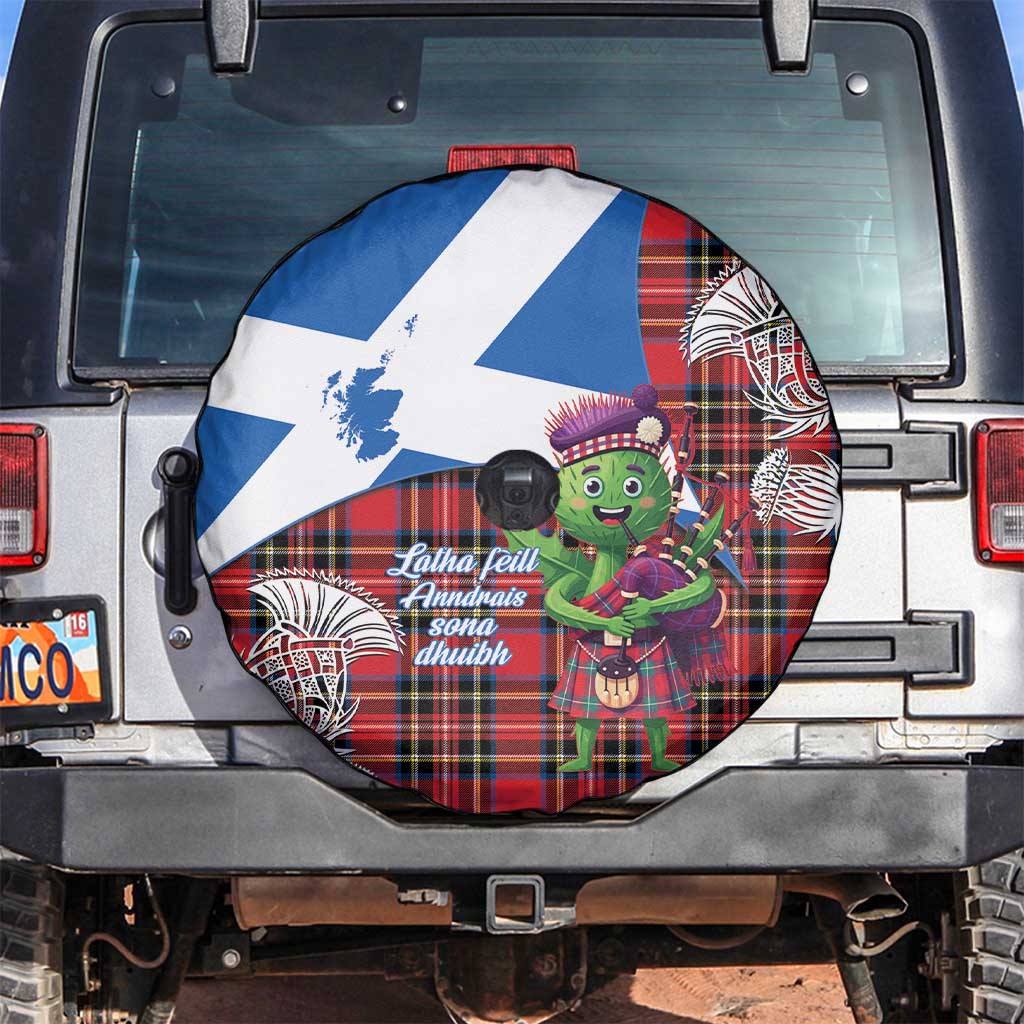 Saint Andrews Day Scotland Spare Tire Cover Thistle Traditional Bagpipe Tartan Pattern - Wonder Print Shop