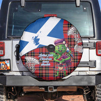 Saint Andrews Day Scotland Spare Tire Cover Thistle Traditional Bagpipe Tartan Pattern - Wonder Print Shop