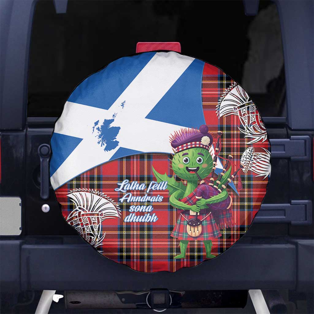 Saint Andrews Day Scotland Spare Tire Cover Thistle Traditional Bagpipe Tartan Pattern - Wonder Print Shop