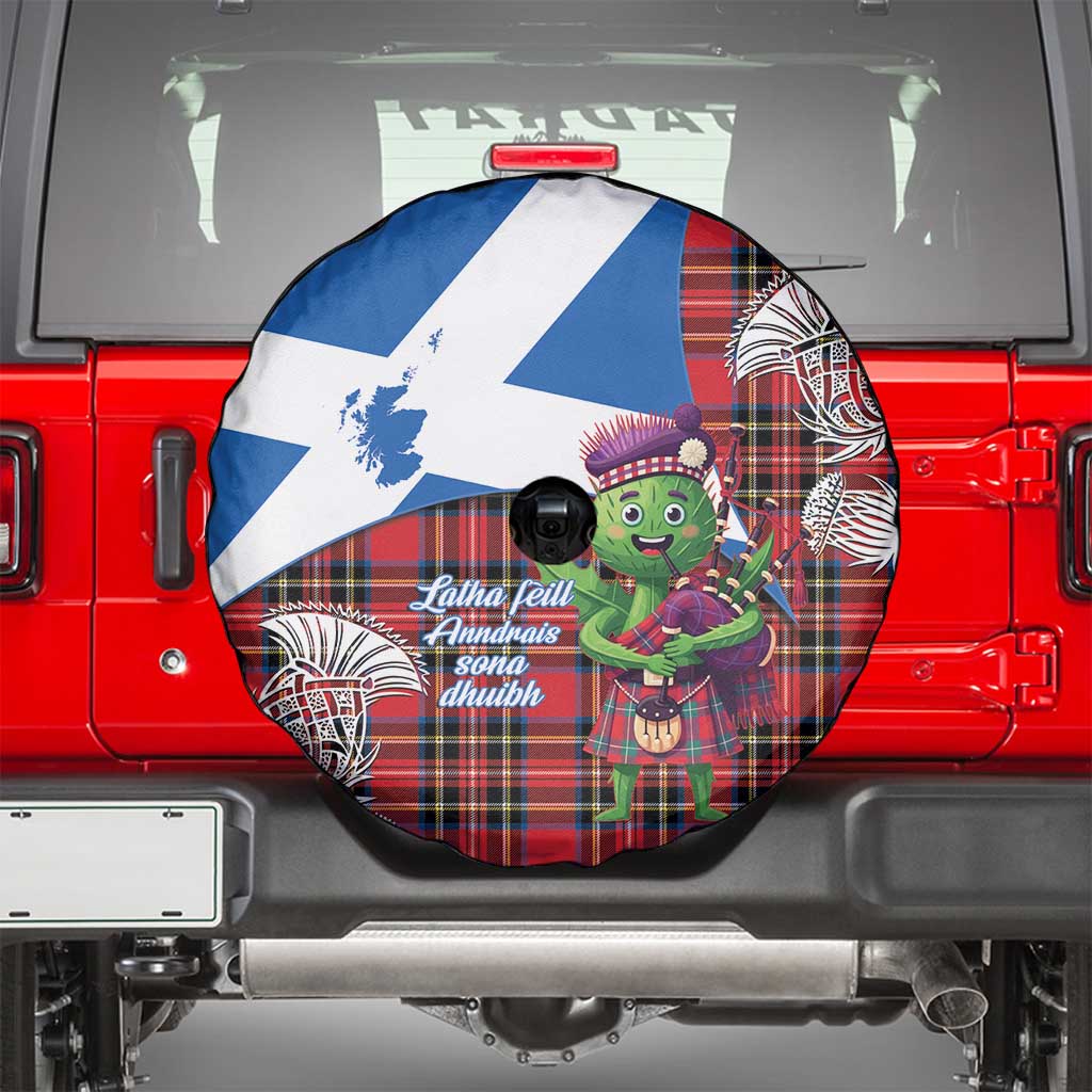 Saint Andrews Day Scotland Spare Tire Cover Thistle Traditional Bagpipe Tartan Pattern - Wonder Print Shop