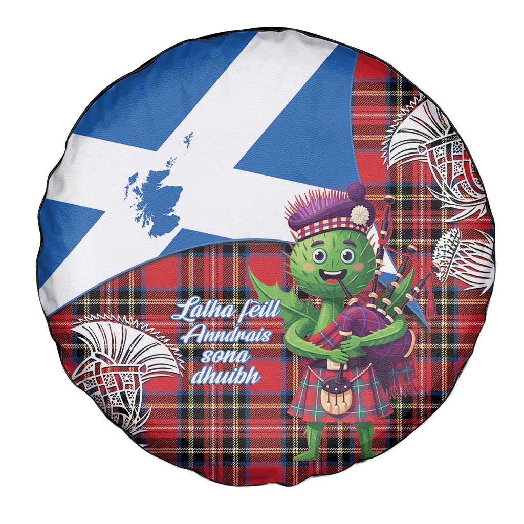 Saint Andrews Day Scotland Spare Tire Cover Thistle Traditional Bagpipe Tartan Pattern - Wonder Print Shop