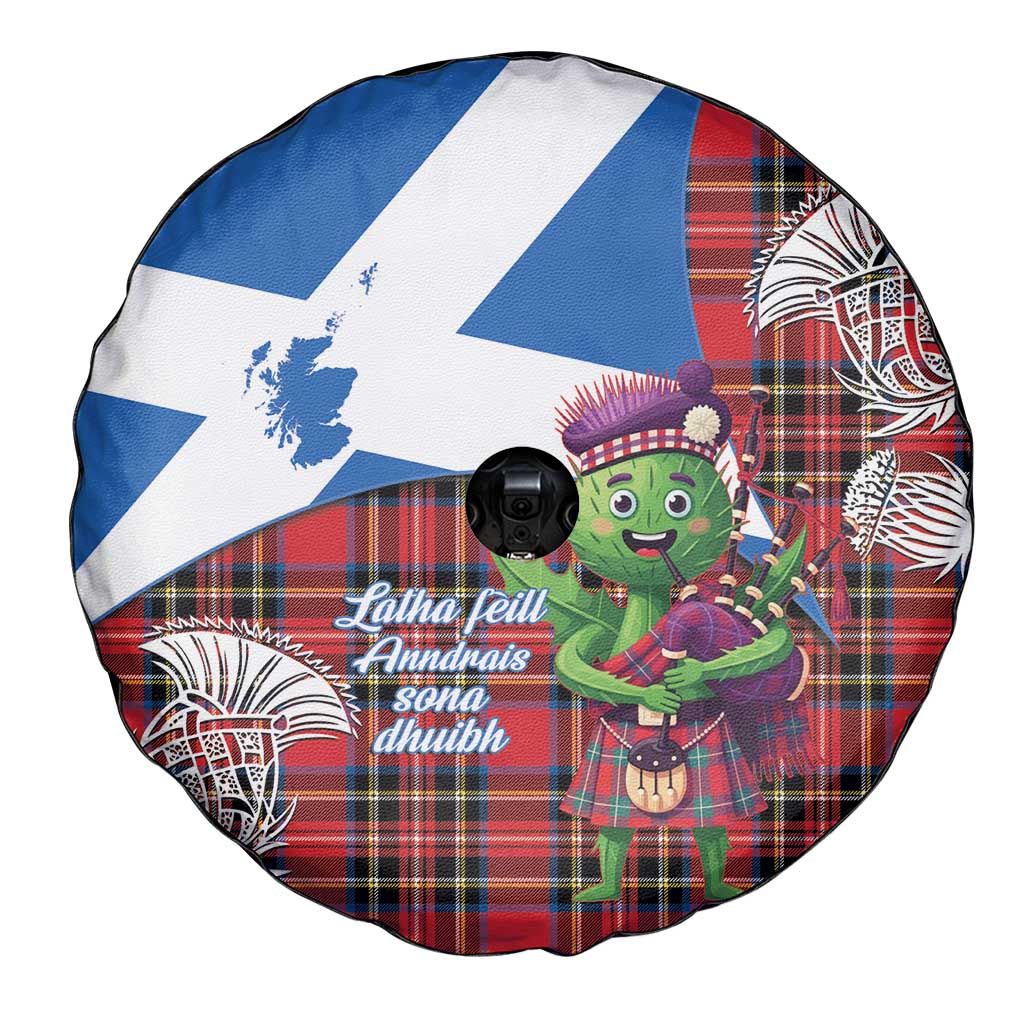 Saint Andrews Day Scotland Spare Tire Cover Thistle Traditional Bagpipe Tartan Pattern - Wonder Print Shop