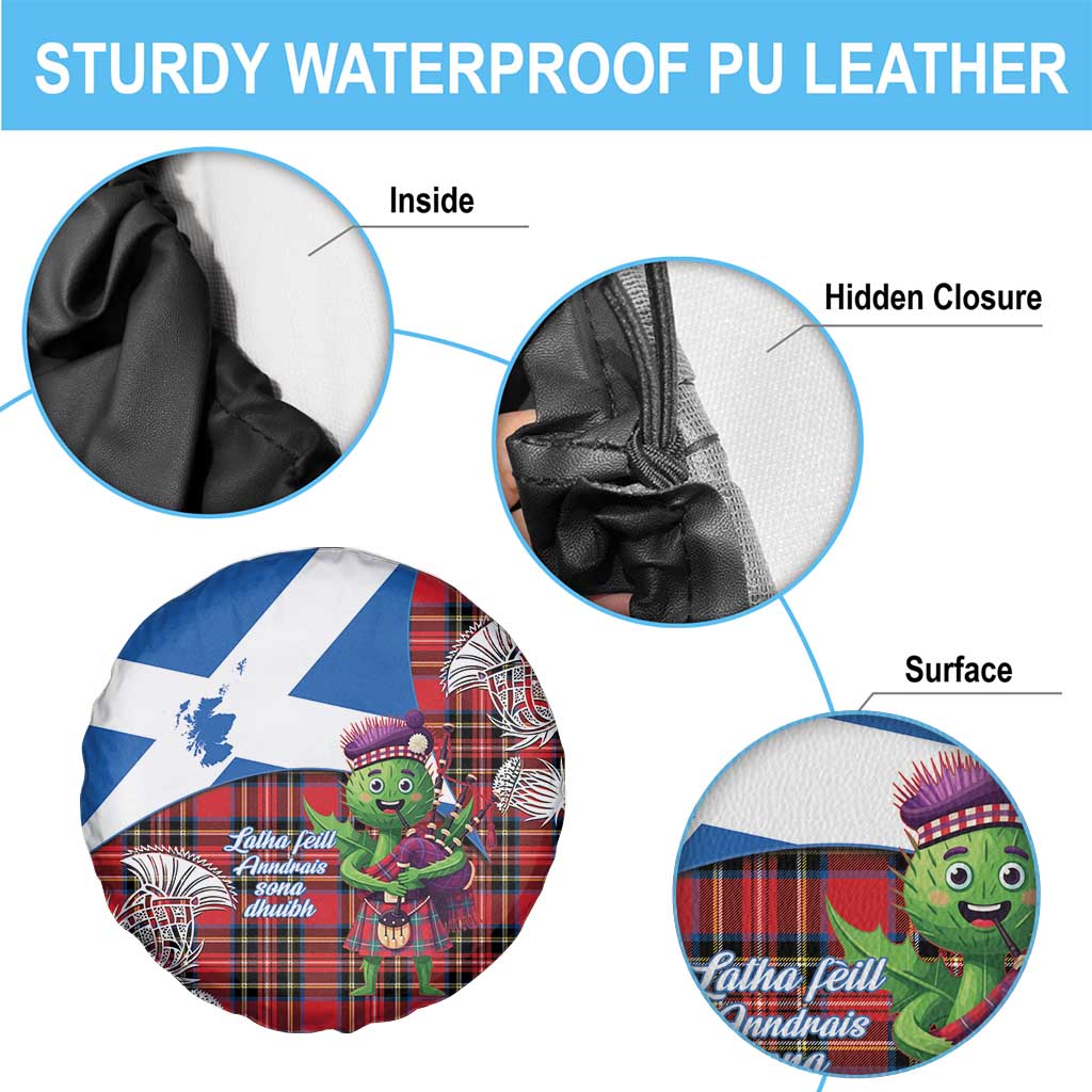 Saint Andrews Day Scotland Spare Tire Cover Thistle Traditional Bagpipe Tartan Pattern - Wonder Print Shop