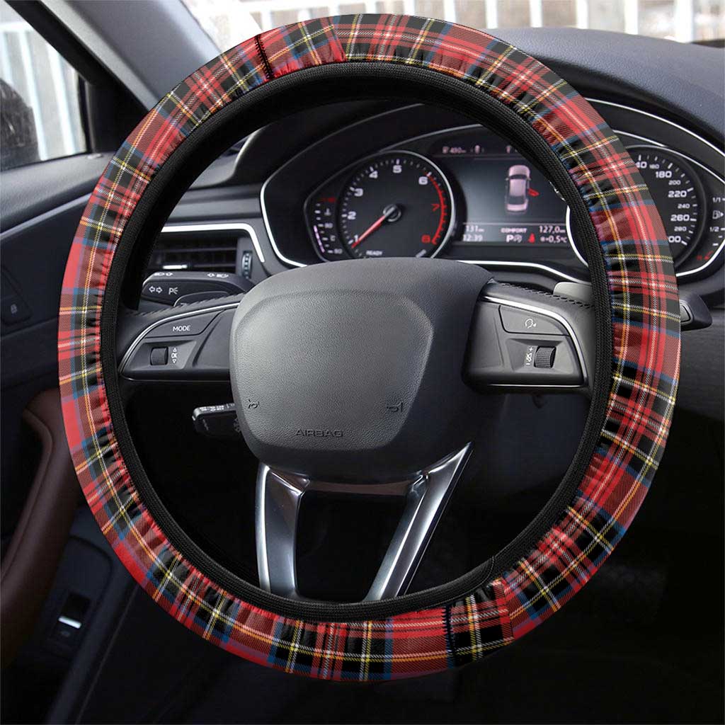 Saint Andrews Day Scotland Steering Wheel Cover Thistle Traditional Bagpipe Tartan Pattern - Wonder Print Shop