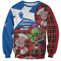 Saint Andrews Day Scotland Sweatshirt Thistle Traditional Bagpipe Tartan Pattern - Wonder Print Shop