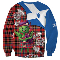 Saint Andrews Day Scotland Sweatshirt Thistle Traditional Bagpipe Tartan Pattern - Wonder Print Shop
