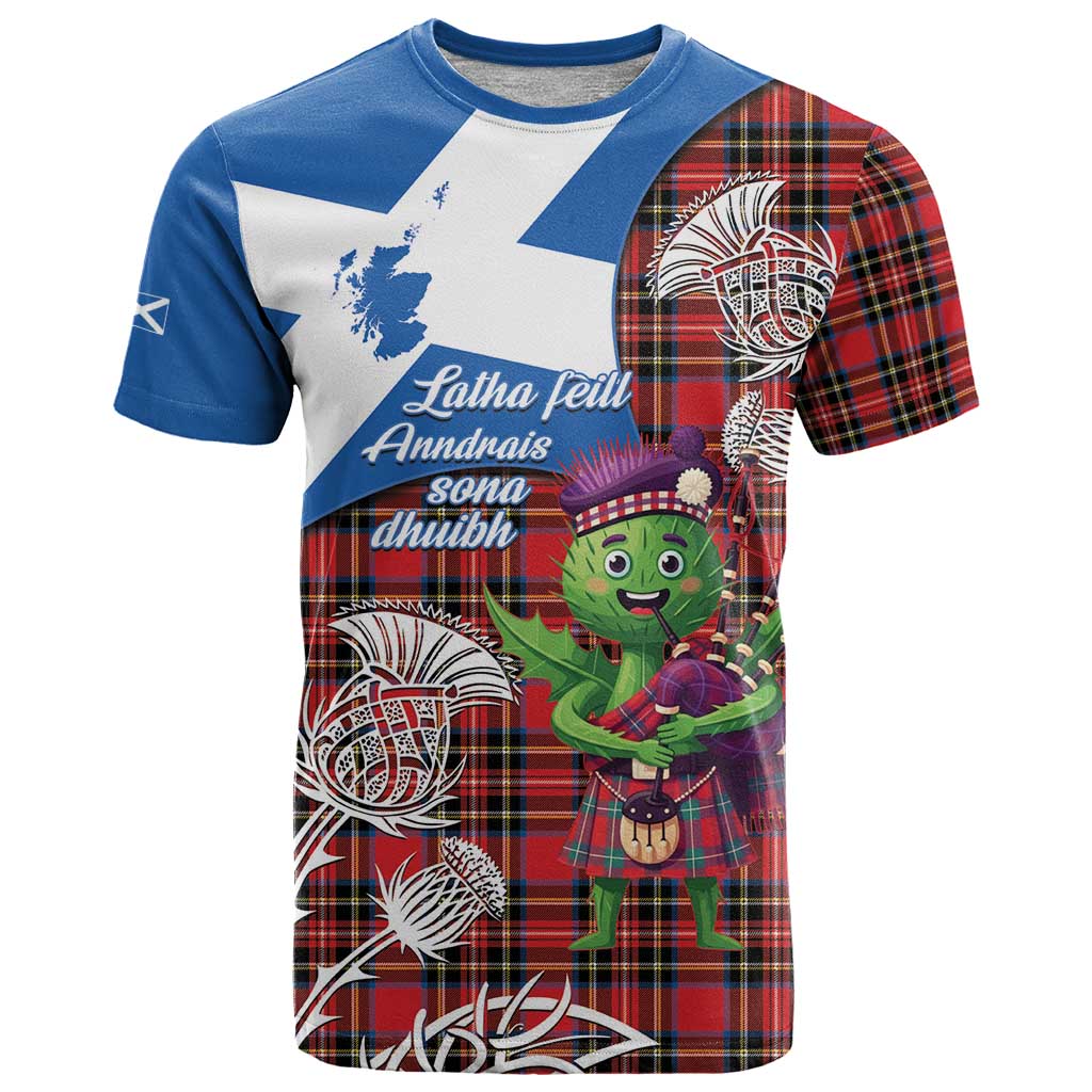 Saint Andrews Day Scotland T Shirt Thistle Traditional Bagpipe Tartan Pattern - Wonder Print Shop