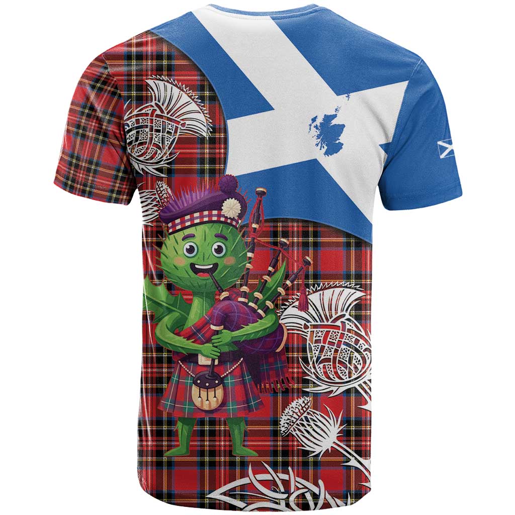 Saint Andrews Day Scotland T Shirt Thistle Traditional Bagpipe Tartan Pattern - Wonder Print Shop