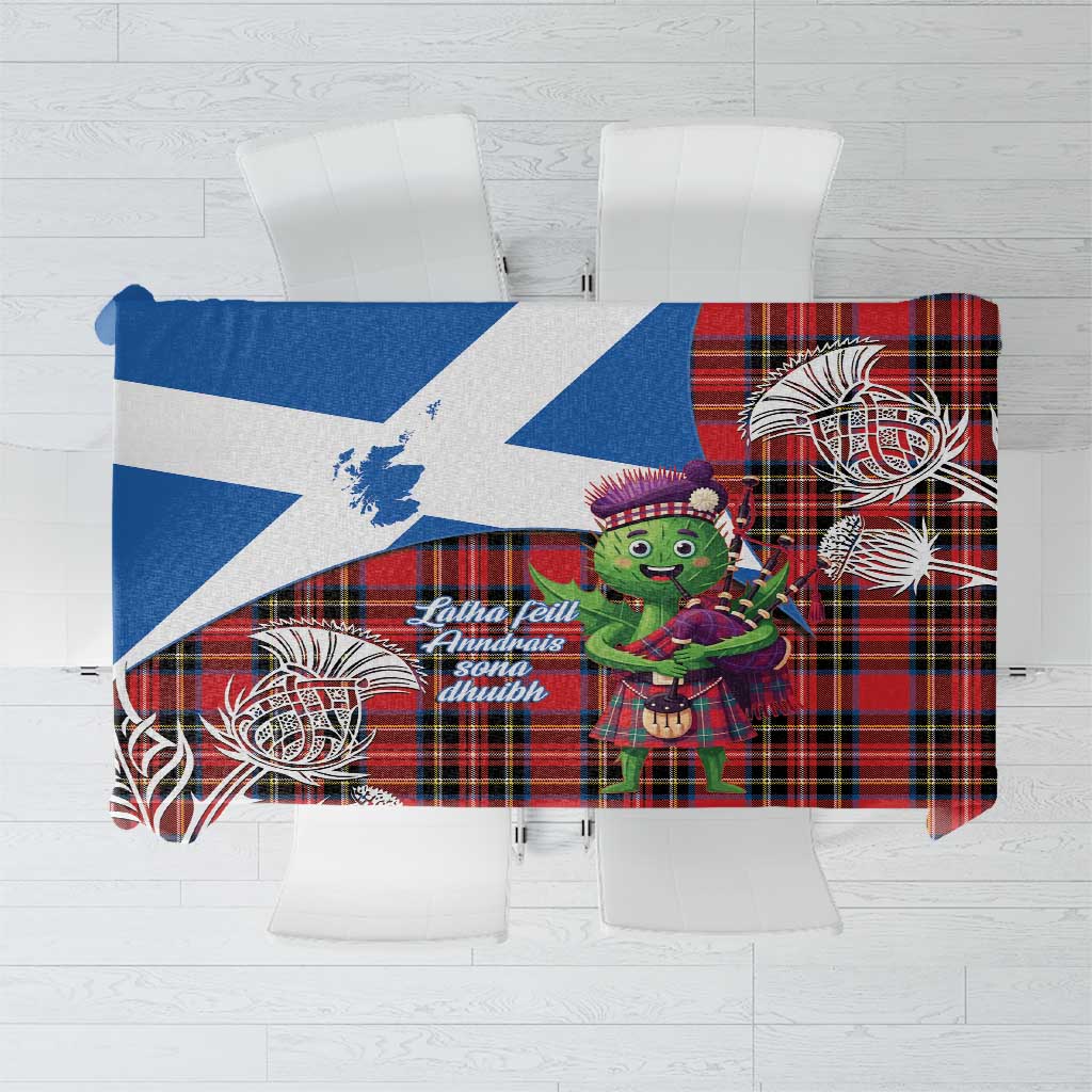 Saint Andrews Day Scotland Tablecloth Thistle Traditional Bagpipe Tartan Pattern - Wonder Print Shop