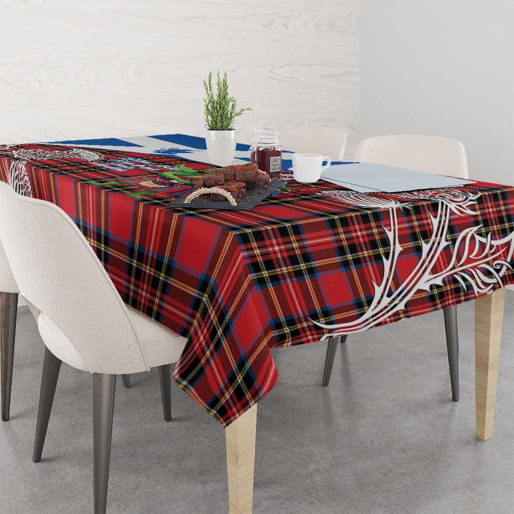 Saint Andrews Day Scotland Tablecloth Thistle Traditional Bagpipe Tartan Pattern - Wonder Print Shop