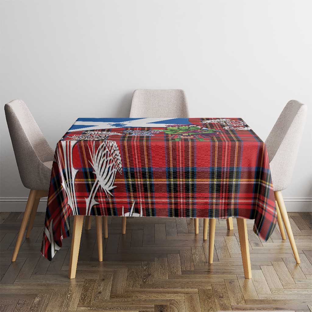 Saint Andrews Day Scotland Tablecloth Thistle Traditional Bagpipe Tartan Pattern - Wonder Print Shop