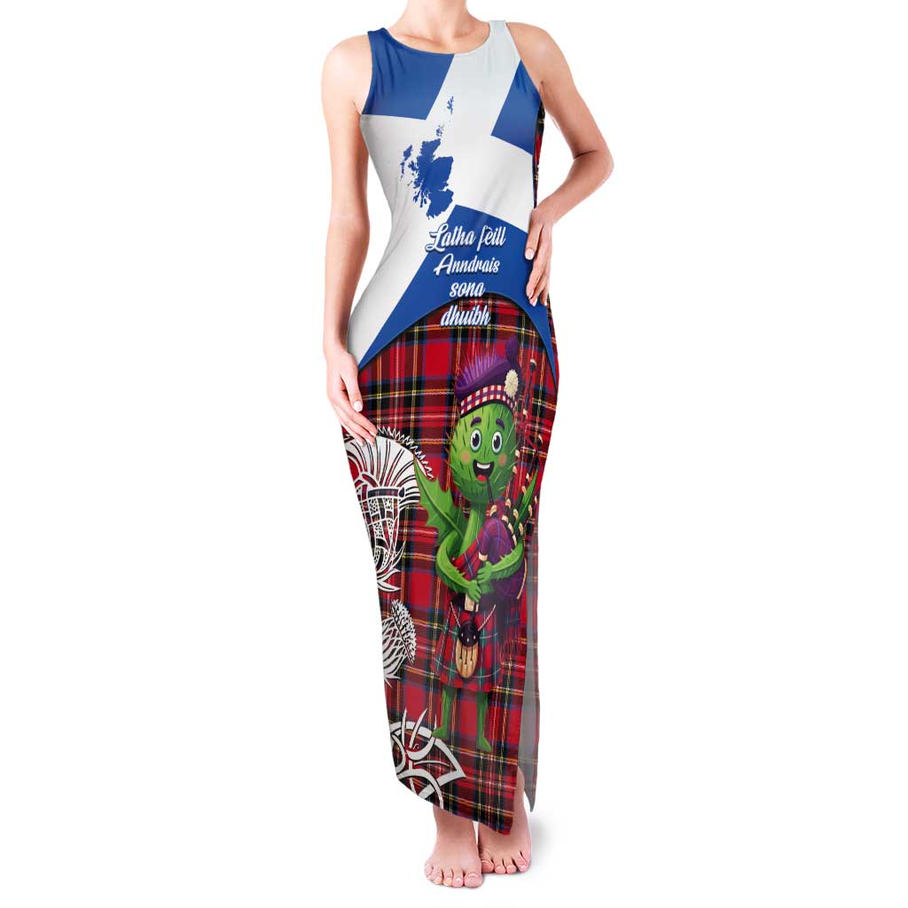 Saint Andrews Day Scotland Tank Maxi Dress Thistle Traditional Bagpipe Tartan Pattern - Wonder Print Shop
