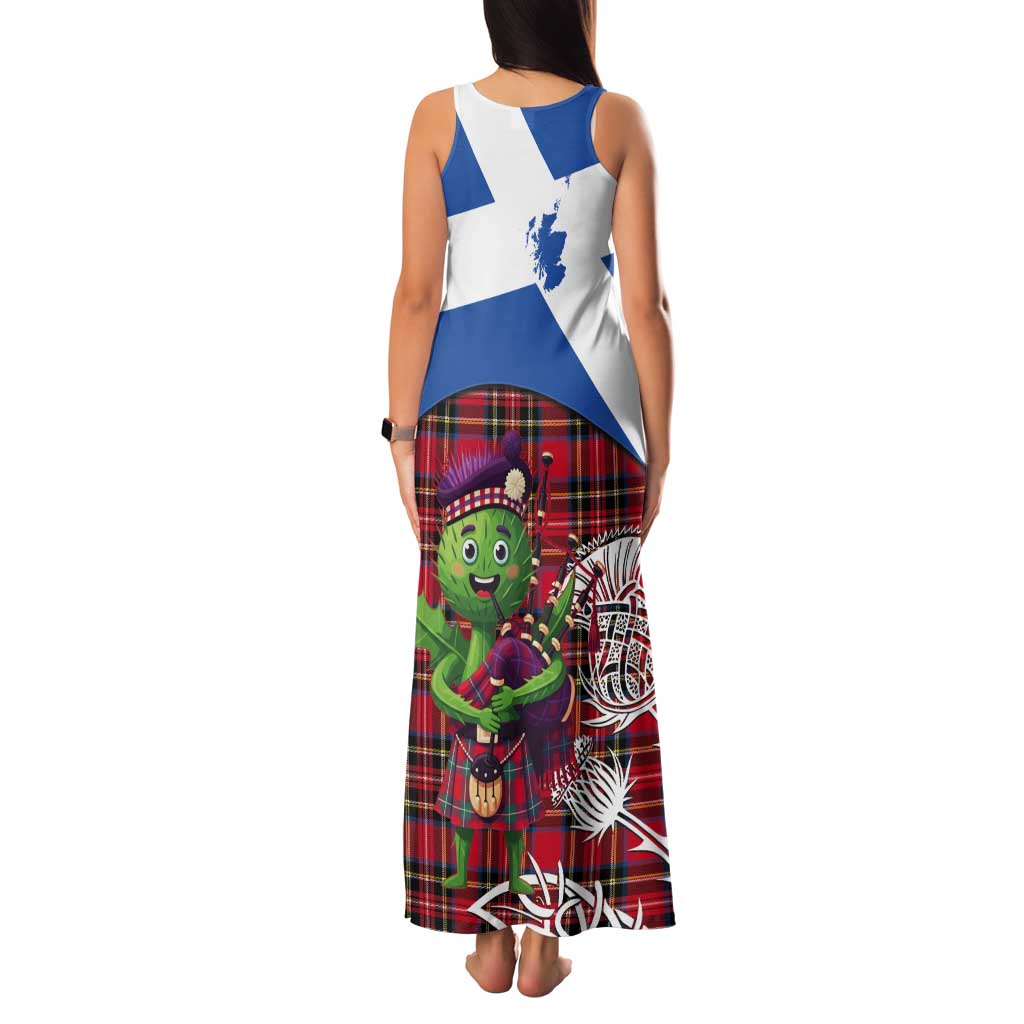 Saint Andrews Day Scotland Tank Maxi Dress Thistle Traditional Bagpipe Tartan Pattern - Wonder Print Shop