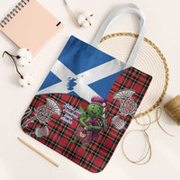 Saint Andrews Day Scotland Tote Bag Thistle Traditional Bagpipe Tartan Pattern - Wonder Print Shop