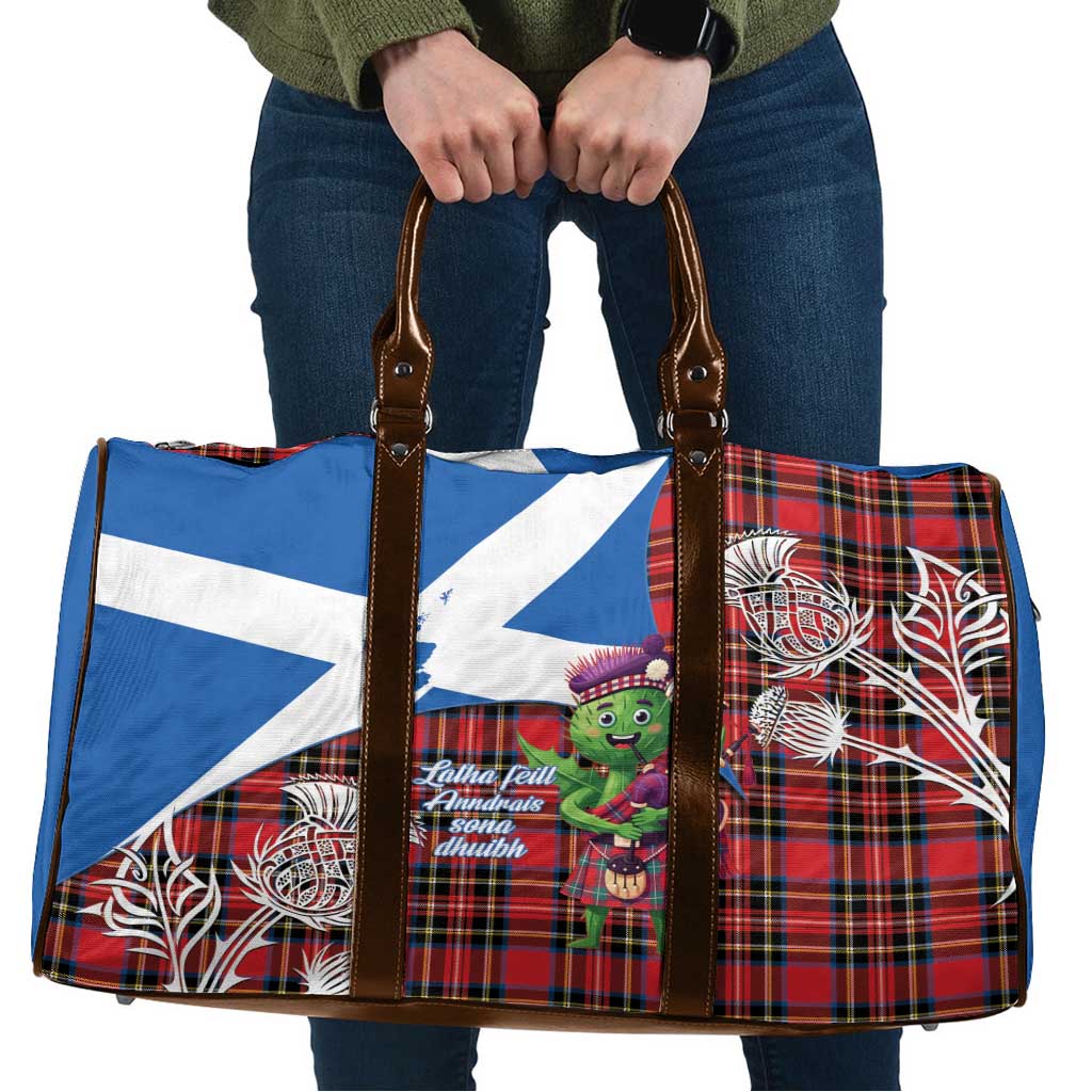 Saint Andrews Day Scotland Travel Bag Thistle Traditional Bagpipe Tartan Pattern - Wonder Print Shop