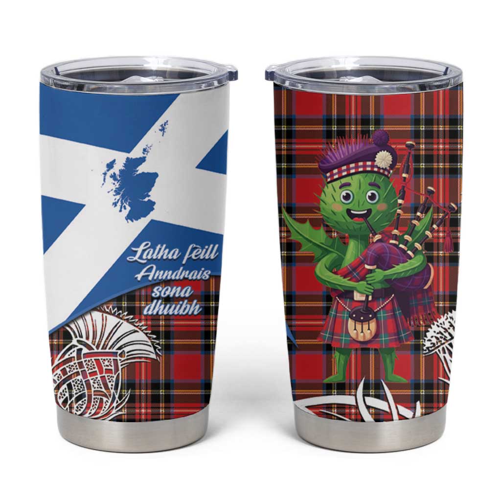 Saint Andrews Day Scotland Tumbler Cup Thistle Traditional Bagpipe Tartan Pattern - Wonder Print Shop