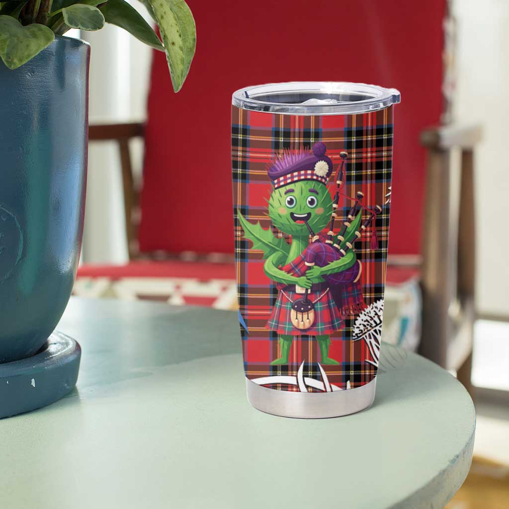 Saint Andrews Day Scotland Tumbler Cup Thistle Traditional Bagpipe Tartan Pattern - Wonder Print Shop