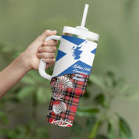Saint Andrews Day Scotland Tumbler With Handle Thistle Traditional Bagpipe Tartan Pattern - Wonder Print Shop