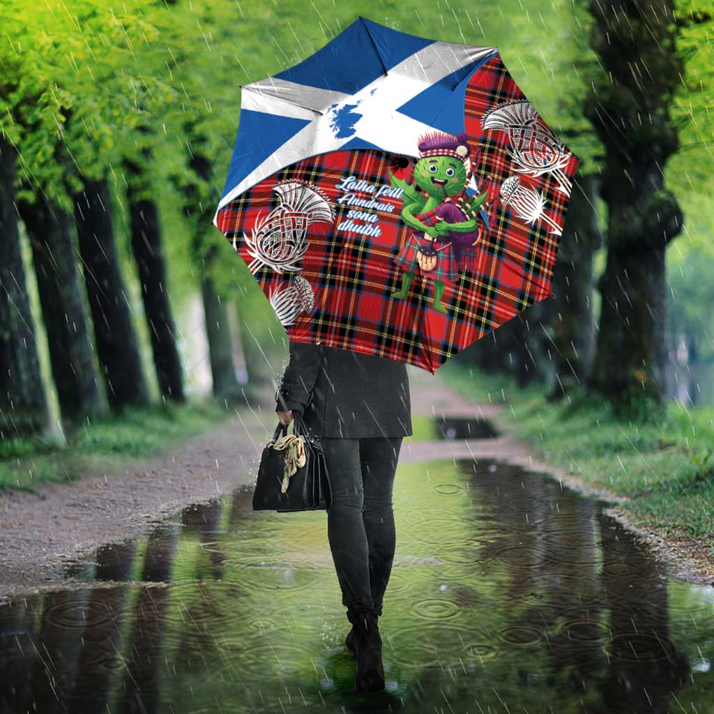 Saint Andrews Day Scotland Umbrella Thistle Traditional Bagpipe Tartan Pattern - Wonder Print Shop