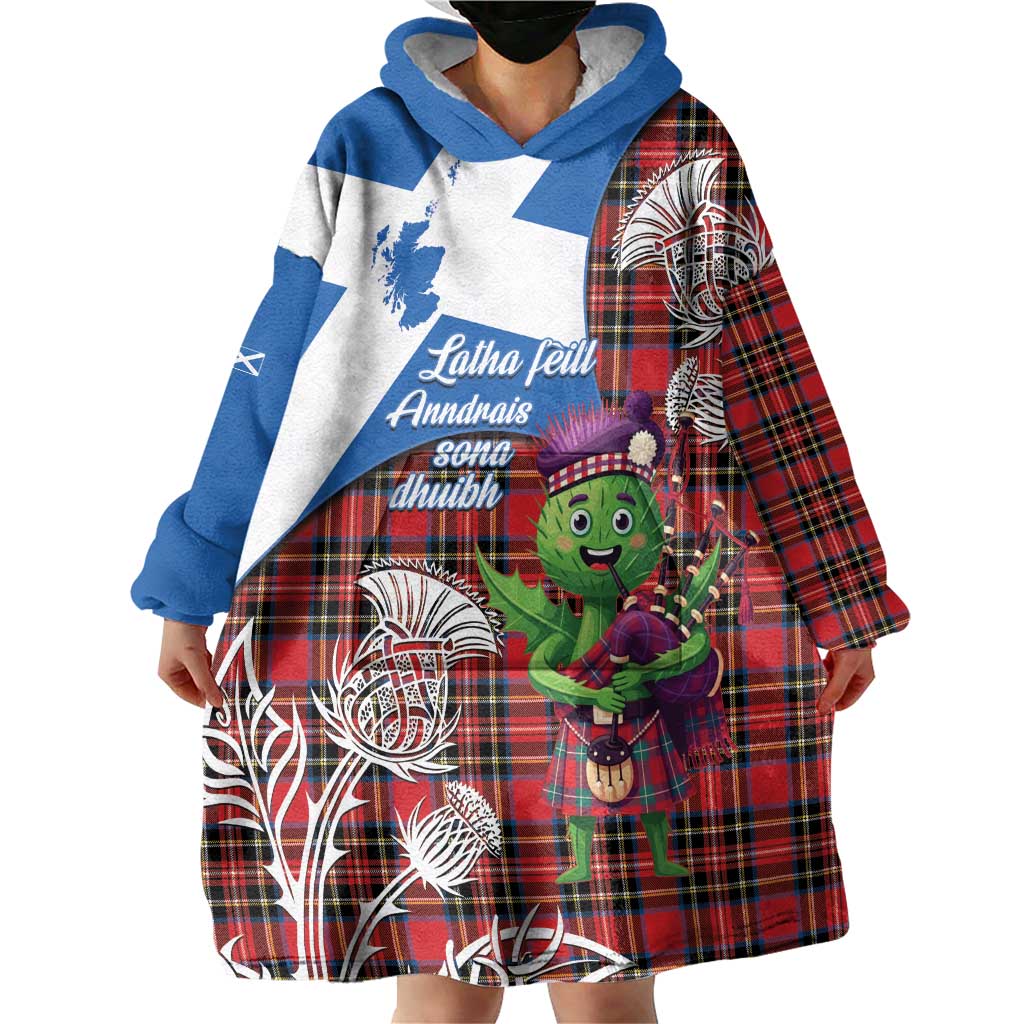 Saint Andrews Day Scotland Wearable Blanket Hoodie Thistle Traditional Bagpipe Tartan Pattern - Wonder Print Shop