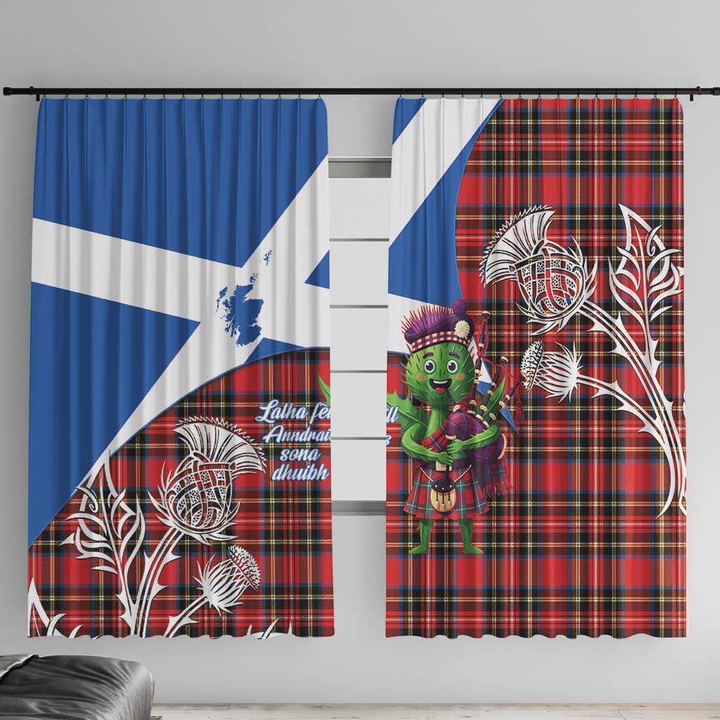 Saint Andrews Day Scotland Window Curtain Thistle Traditional Bagpipe Tartan Pattern - Wonder Print Shop