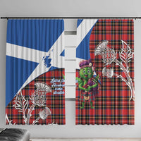 Saint Andrews Day Scotland Window Curtain Thistle Traditional Bagpipe Tartan Pattern - Wonder Print Shop