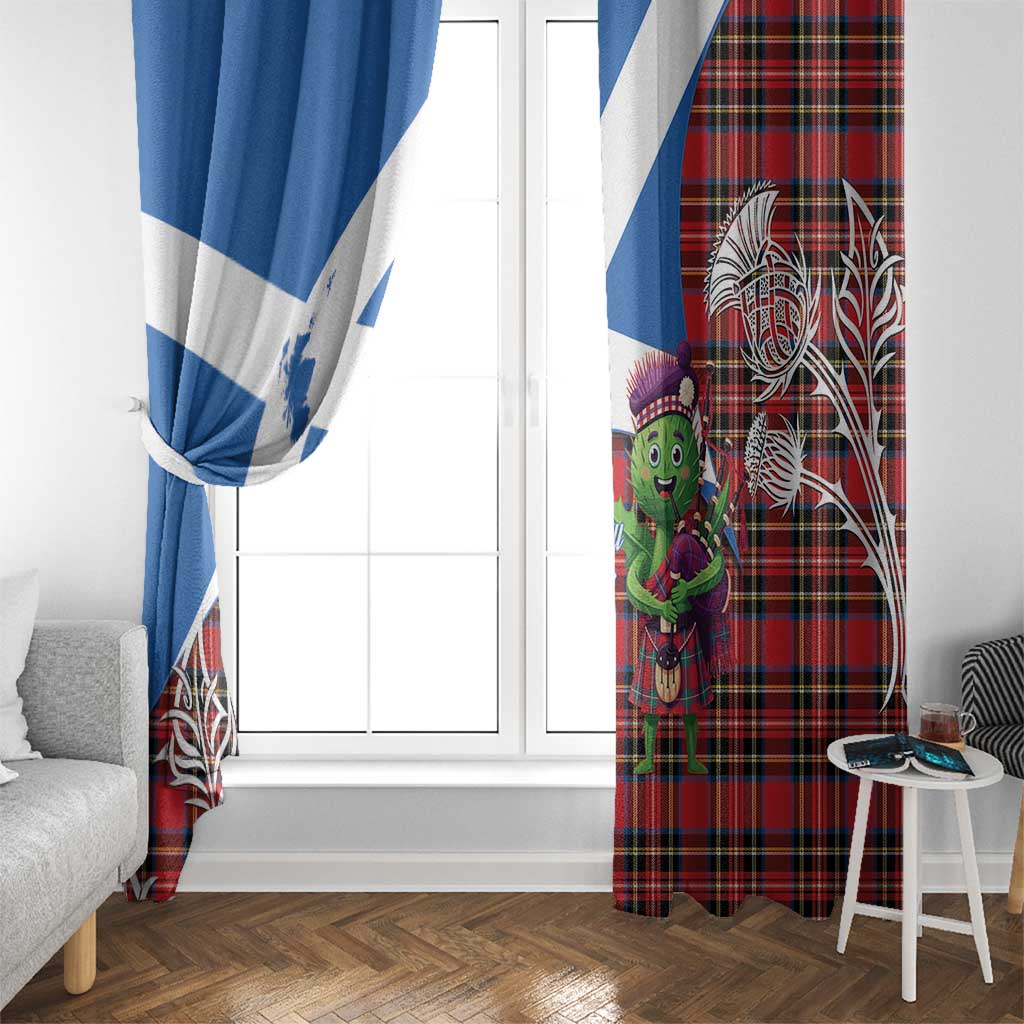 Saint Andrews Day Scotland Window Curtain Thistle Traditional Bagpipe Tartan Pattern - Wonder Print Shop