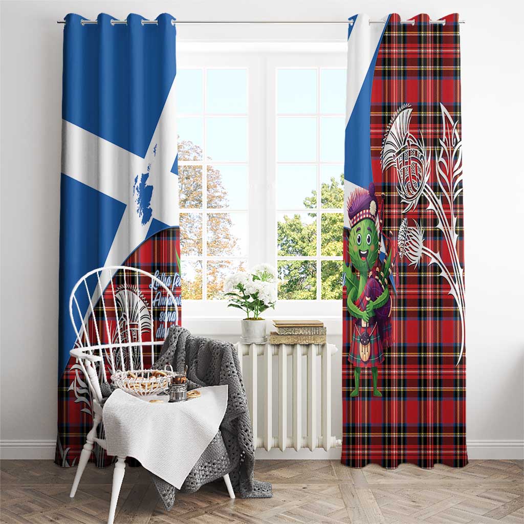 Saint Andrews Day Scotland Window Curtain Thistle Traditional Bagpipe Tartan Pattern - Wonder Print Shop