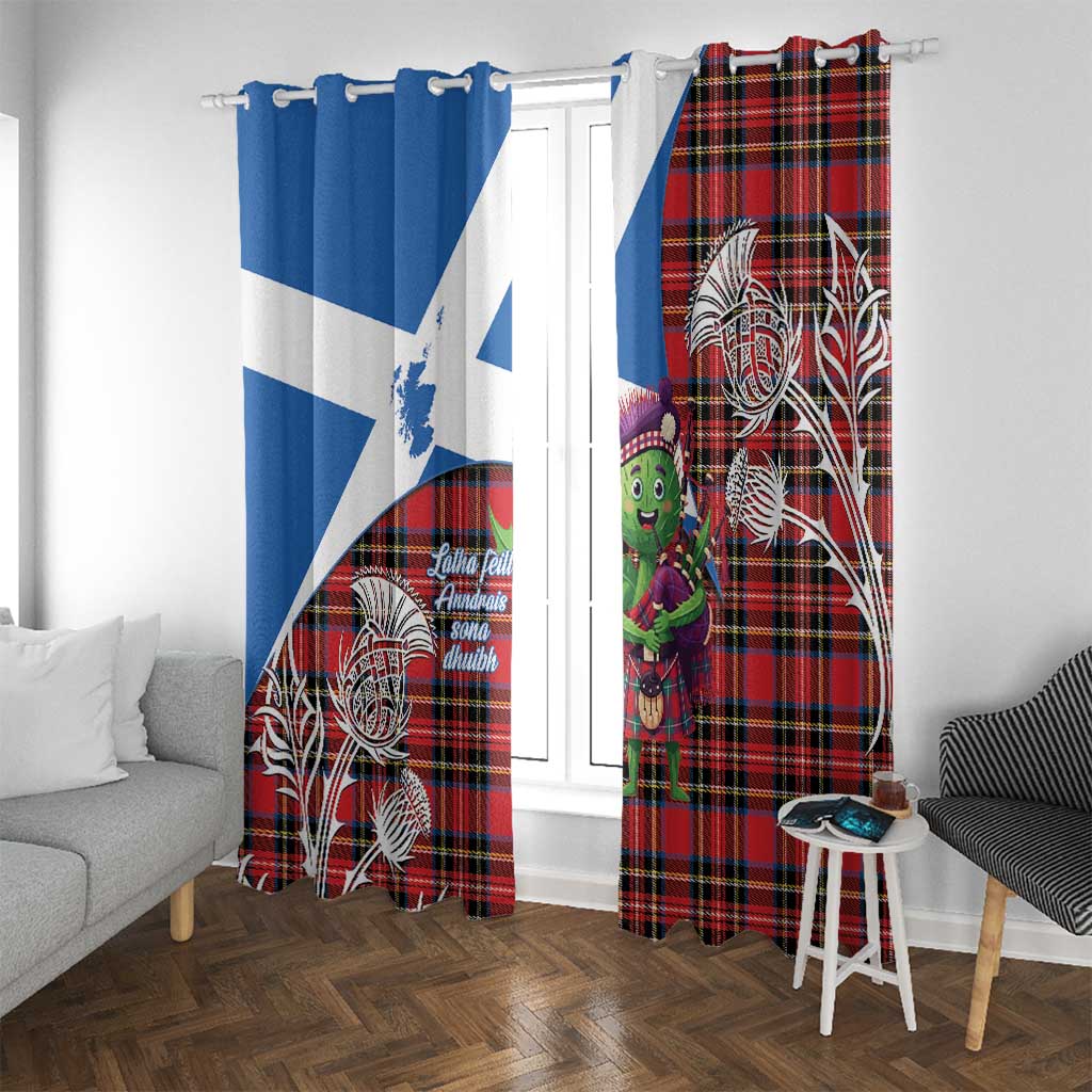 Saint Andrews Day Scotland Window Curtain Thistle Traditional Bagpipe Tartan Pattern - Wonder Print Shop