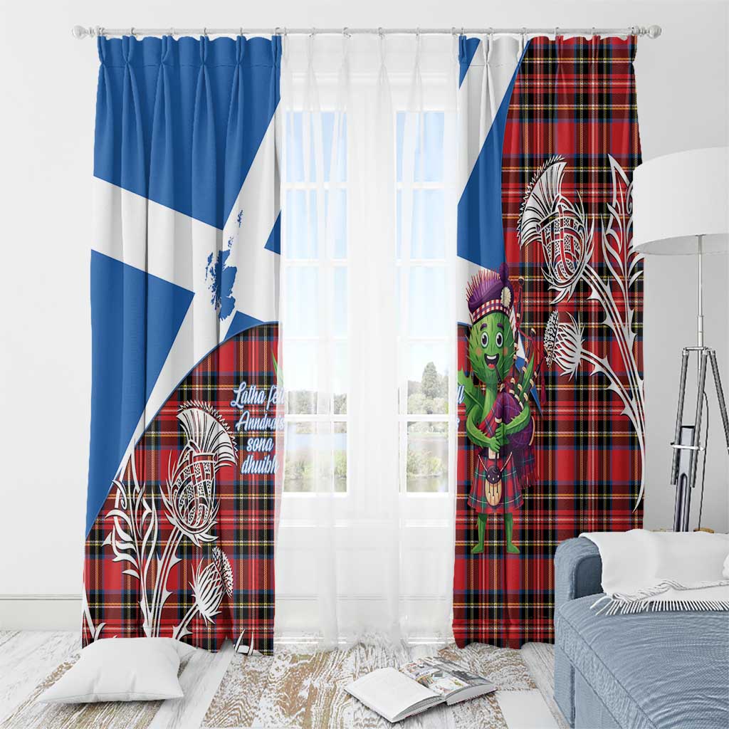 Saint Andrews Day Scotland Window Curtain Thistle Traditional Bagpipe Tartan Pattern - Wonder Print Shop