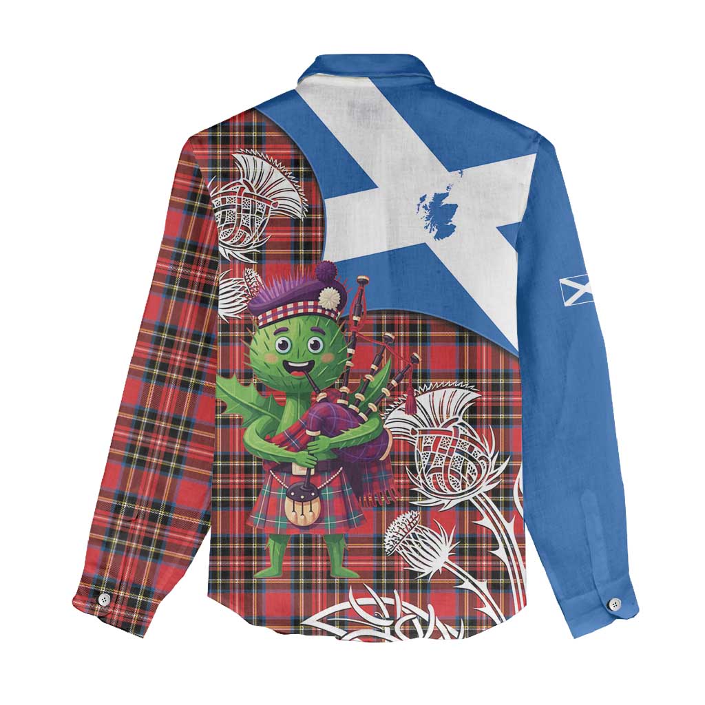 Saint Andrews Day Scotland Women Casual Shirt Thistle Traditional Bagpipe Tartan Pattern - Wonder Print Shop