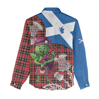 Saint Andrews Day Scotland Women Casual Shirt Thistle Traditional Bagpipe Tartan Pattern - Wonder Print Shop
