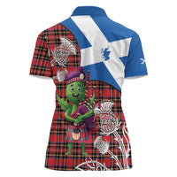 Saint Andrews Day Scotland Women Polo Shirt Thistle Traditional Bagpipe Tartan Pattern - Wonder Print Shop