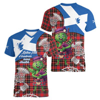 Saint Andrews Day Scotland Women V-Neck T-Shirt Thistle Traditional Bagpipe Tartan Pattern - Wonder Print Shop