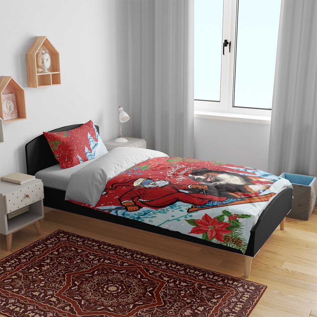 Switzerland Christmas Bedding Set Greater Swiss Mountain Dog Santa - Merry Xmas - Wonder Print Shop