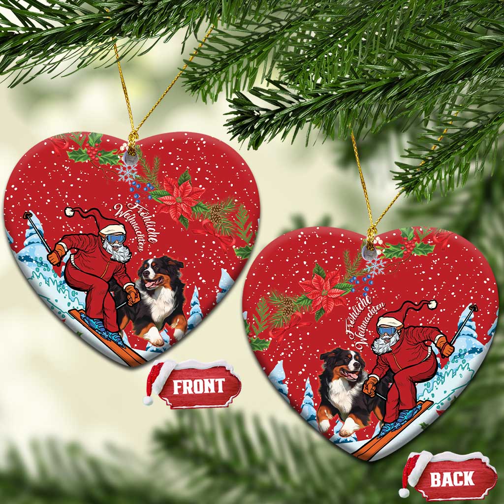 Switzerland Christmas Ceramic Ornament Greater Swiss Mountain Dog Santa - Merry Xmas - Wonder Print Shop