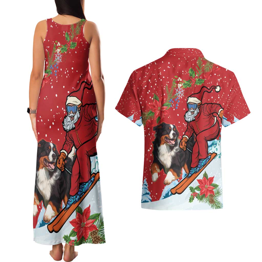 Switzerland Christmas Couples Matching Tank Maxi Dress and Hawaiian Shirt Greater Swiss Mountain Dog Santa - Merry Xmas - Wonder Print Shop