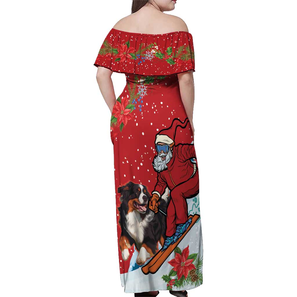 Switzerland Christmas Family Matching Off Shoulder Maxi Dress and Hawaiian Shirt Greater Swiss Mountain Dog Santa - Merry Xmas - Wonder Print Shop