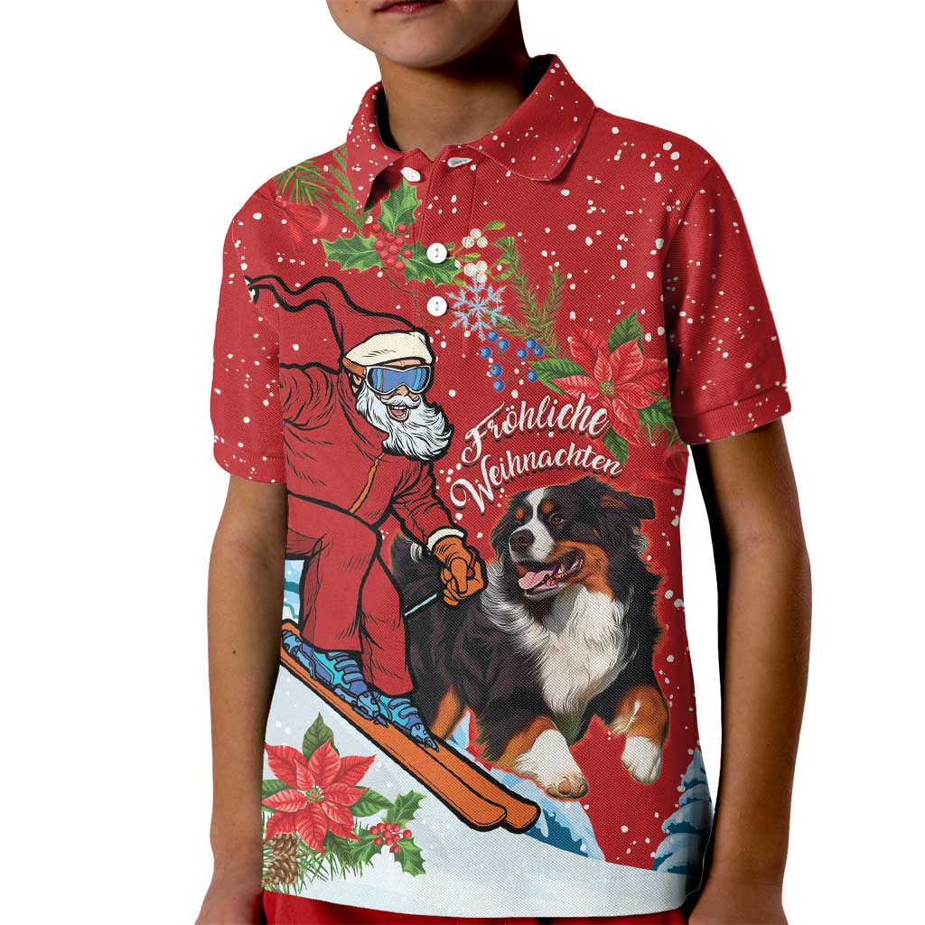 Switzerland Christmas Kid Polo Shirt Greater Swiss Mountain Dog Santa - Merry Xmas - Wonder Print Shop