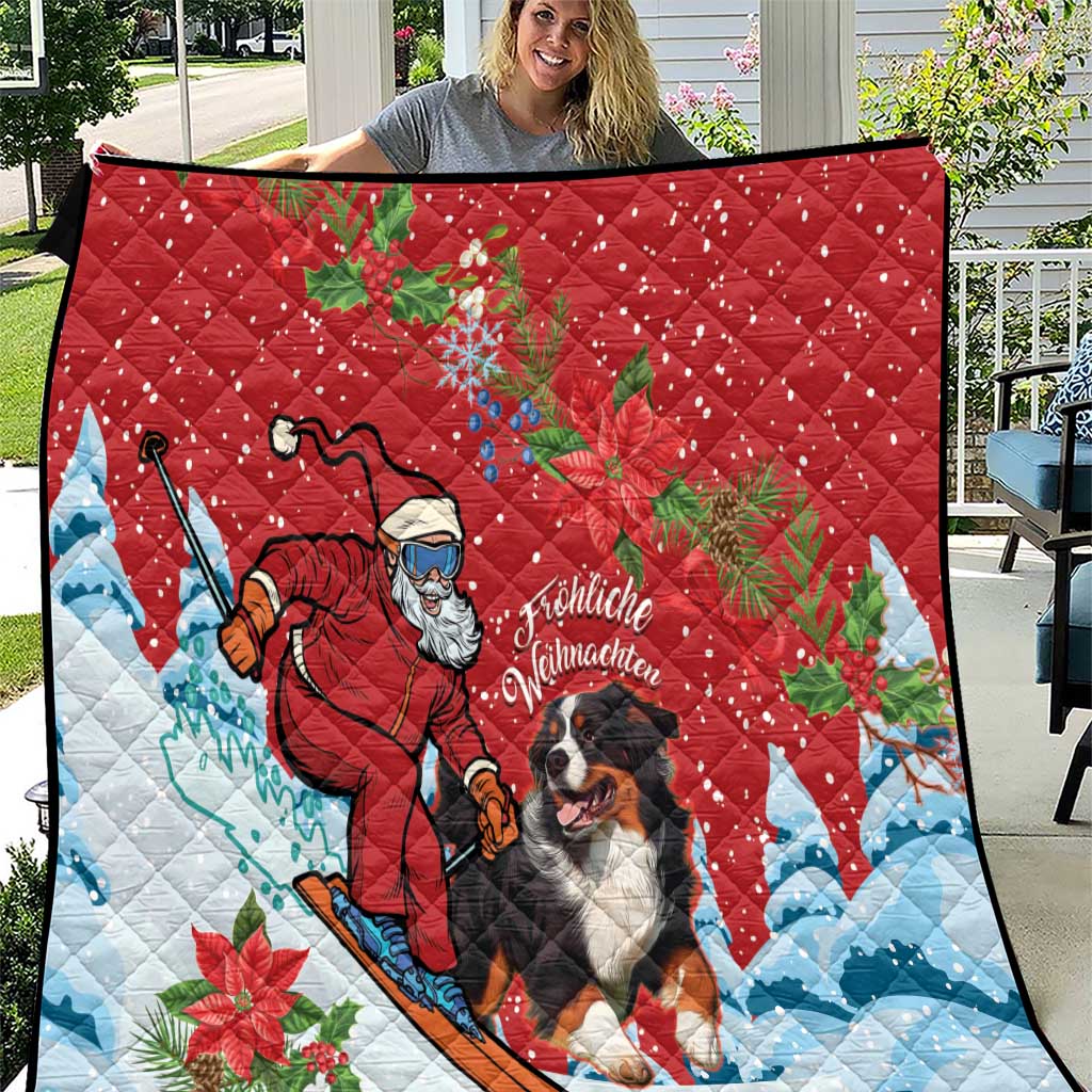 Switzerland Christmas Quilt Greater Swiss Mountain Dog Santa - Merry Xmas - Wonder Print Shop