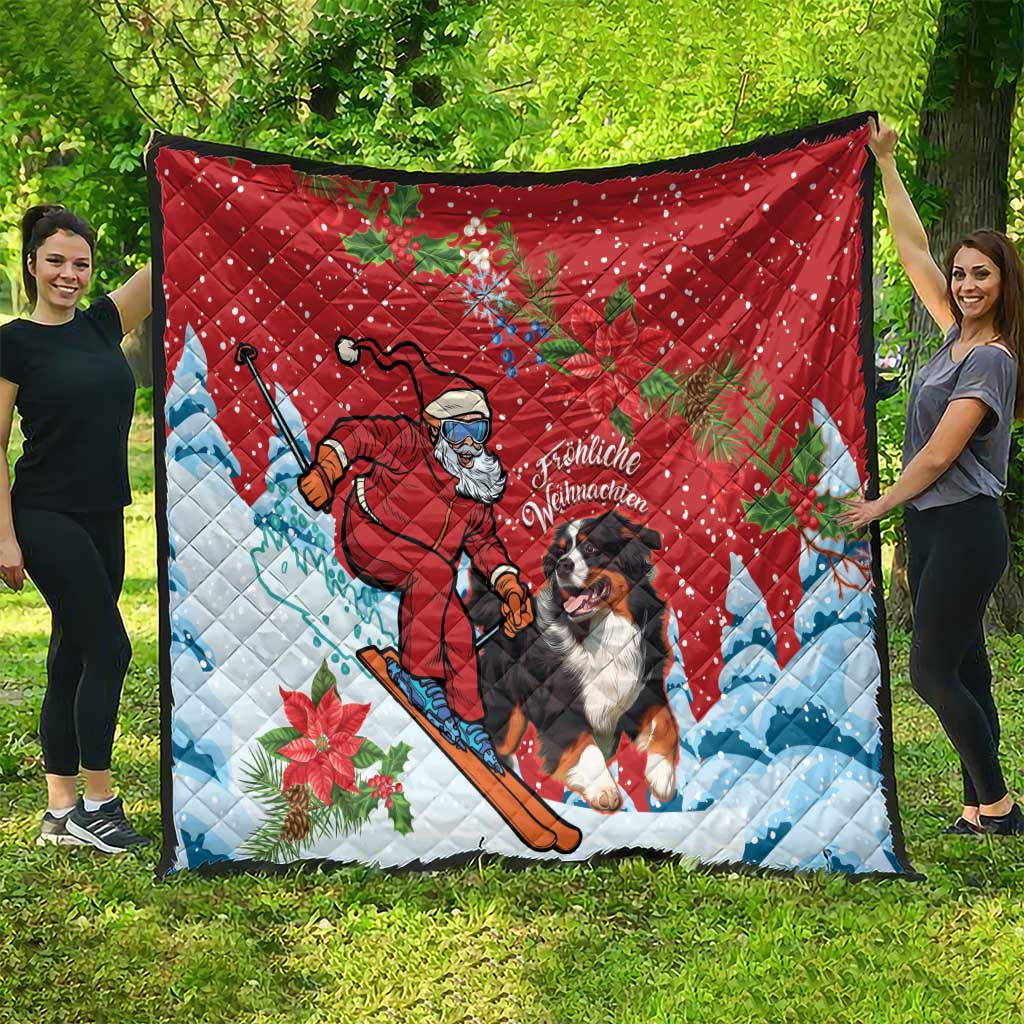 Switzerland Christmas Quilt Greater Swiss Mountain Dog Santa - Merry Xmas - Wonder Print Shop