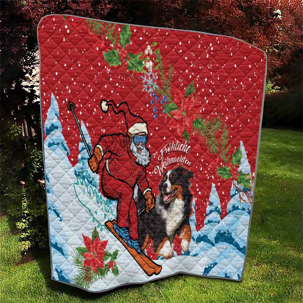 Switzerland Christmas Quilt Greater Swiss Mountain Dog Santa - Merry Xmas - Wonder Print Shop
