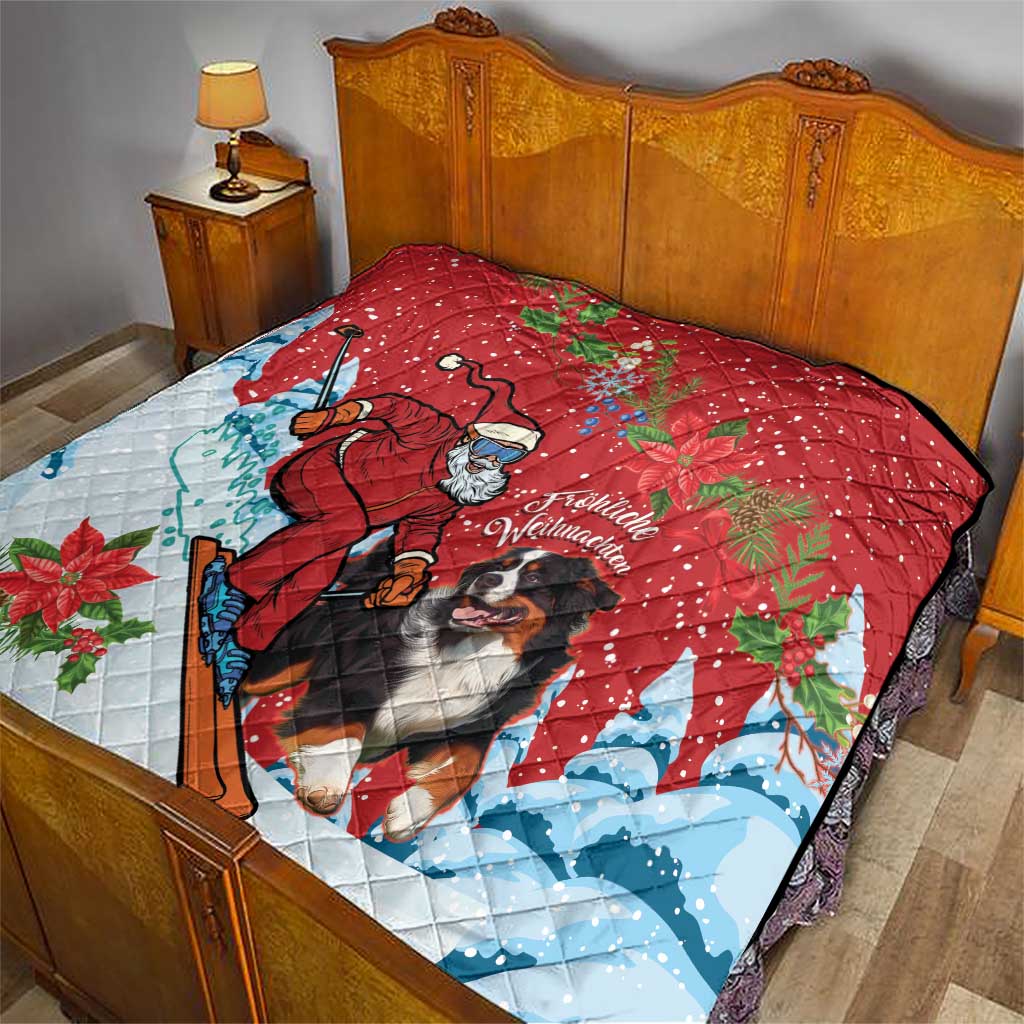 Switzerland Christmas Quilt Greater Swiss Mountain Dog Santa - Merry Xmas - Wonder Print Shop