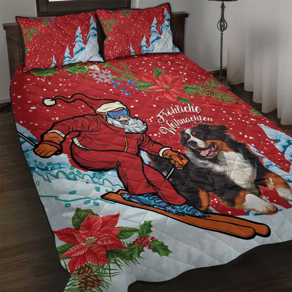 Switzerland Christmas Quilt Bed Set Greater Swiss Mountain Dog Santa - Merry Xmas - Wonder Print Shop