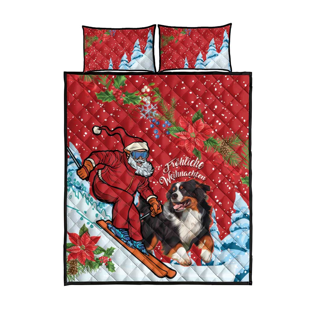 Switzerland Christmas Quilt Bed Set Greater Swiss Mountain Dog Santa - Merry Xmas - Wonder Print Shop