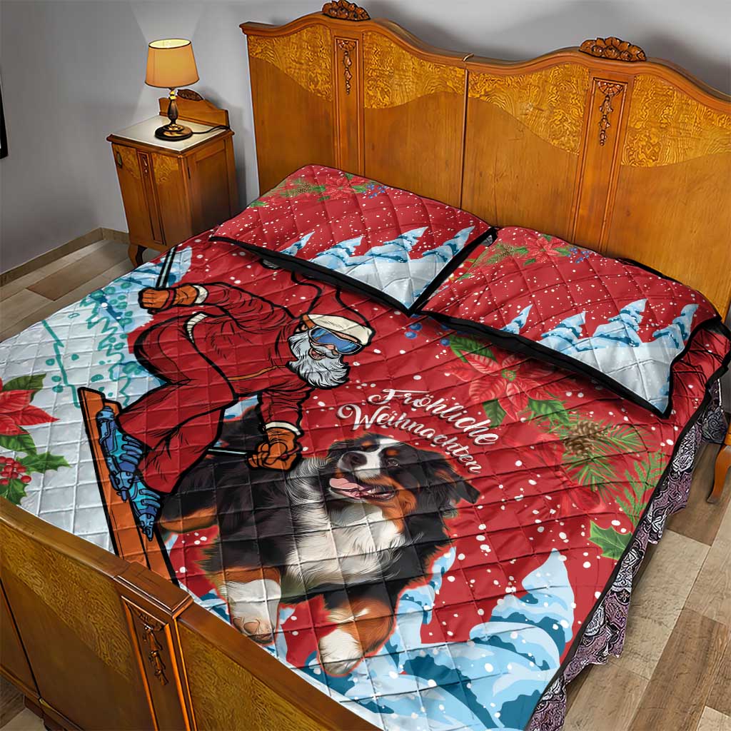 Switzerland Christmas Quilt Bed Set Greater Swiss Mountain Dog Santa - Merry Xmas - Wonder Print Shop