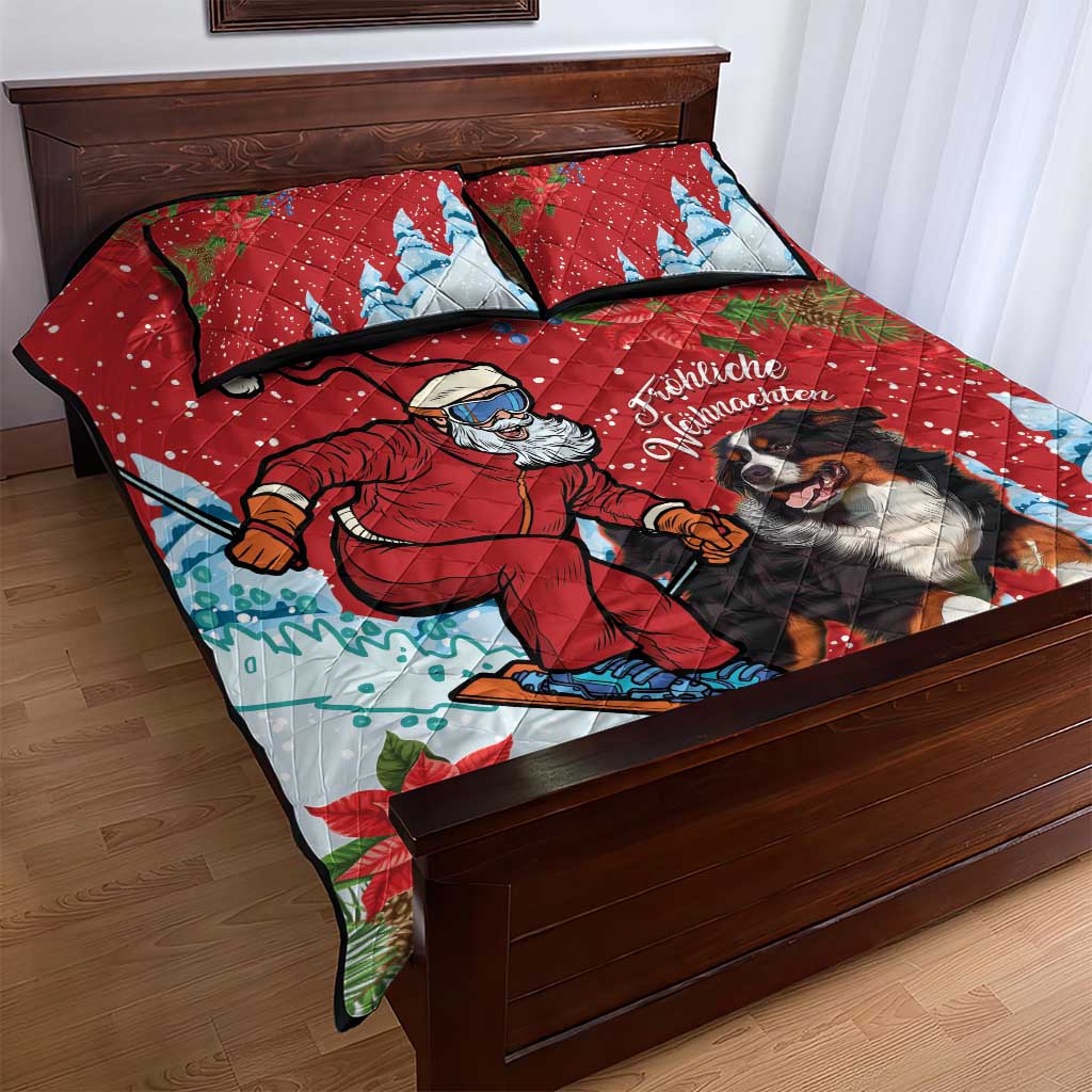 Switzerland Christmas Quilt Bed Set Greater Swiss Mountain Dog Santa - Merry Xmas - Wonder Print Shop