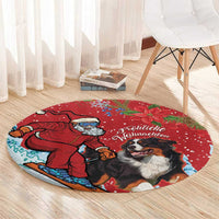 Switzerland Christmas Round Carpet Greater Swiss Mountain Dog Santa - Merry Xmas