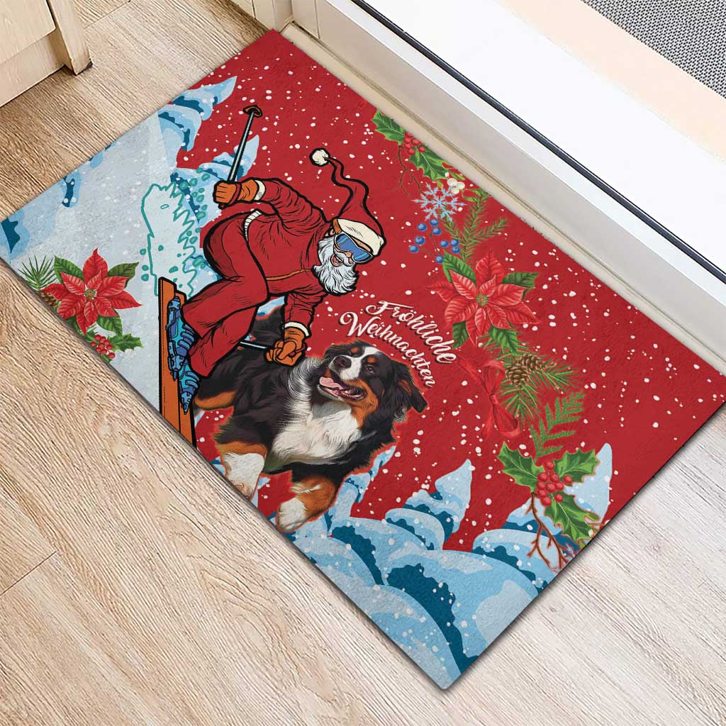 Switzerland Christmas Rubber Doormat Greater Swiss Mountain Dog Santa - Merry Xmas - Wonder Print Shop